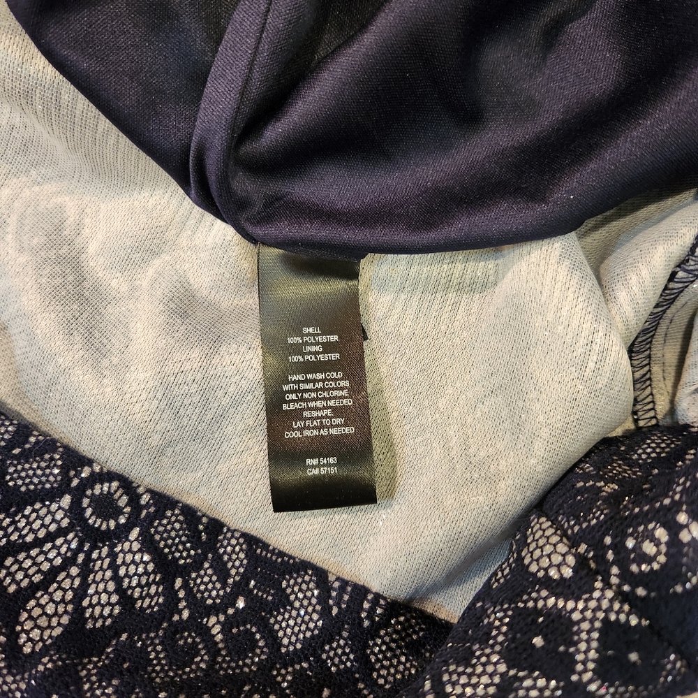 Jessica Howard Elegant Navy Blue  Shimmering Lace Sheath Dress From Macy's - Picture 16 of 16